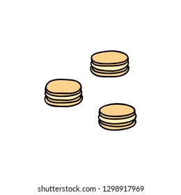 Doodle colored french macarons isolated on white background.