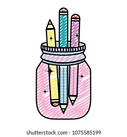 doodle colored pencils inside crystal bottle object