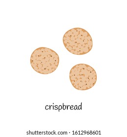 Doodle colored round crispbread isolated on white background.