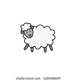 Doodle colored sheep isolated on white background.
