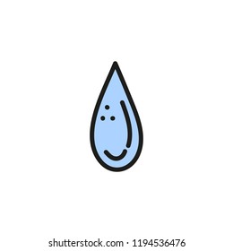 Doodle colored water drop isolated on white background.