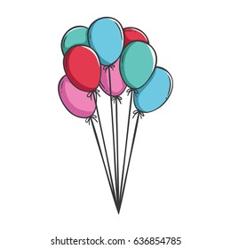 doodle colorful balloon on white background