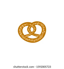 Doodle colorful bavarian pretzel isolated on white background.