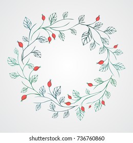 doodle colorful design element. wreath, floral elements