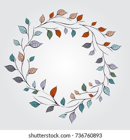 doodle colorful design element. wreath, floral elements