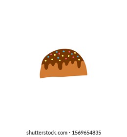 Doodle colorful Easter kulich cake or Christmas panettone isolated on white background.