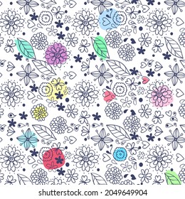 Patrón de hojas de flores de colores