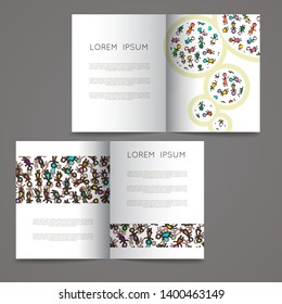Doodle colorful hand drawn abstract cards for kids and play. Cartoon design artistic print templates. Vector set