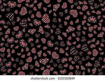 Doodle colorful hearts seamless pattern. Vector illustration for print, textile, paper.