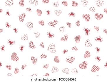 Doodle colorful hearts seamless pattern. Vector illustration for print, textile, paper.