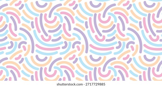Rabiscar padrão colorido linha sem costura. Ilustração de vetor geométrico criativo brincalhão. Mão desenhada. Design gráfico moderno. Cor rosa, amarela, azul, roxa. Padrão abstrato feriado festivo.