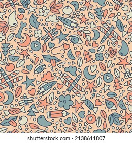 Doodle colorful seamless vector pattern