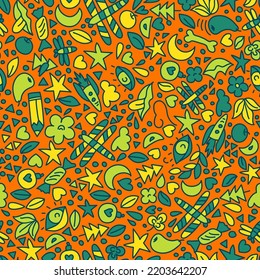 Doodle colorful seamless vector pattern