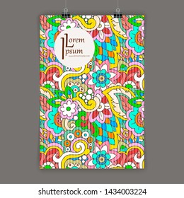 Doodle colorful template hand drawn for kids and play. Cartoon design artistic print. Vector set