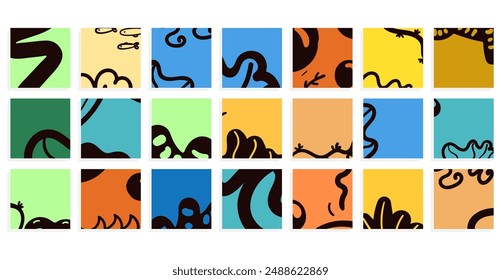 doodle colorful vector set with dynamic simple shapes