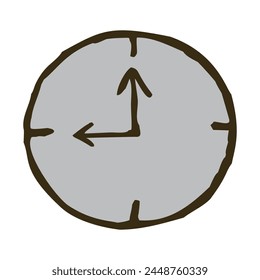 Doodle colorful wall clock icon hand drawn with thin line in minimalistic style