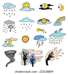 Doodle Colorful weather Icons