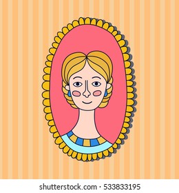 Doodle colorful woman lady female portrait on the wall