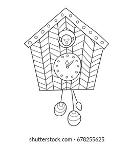 Doodle coloring book page clock. Anti-stress coloring for adults and children