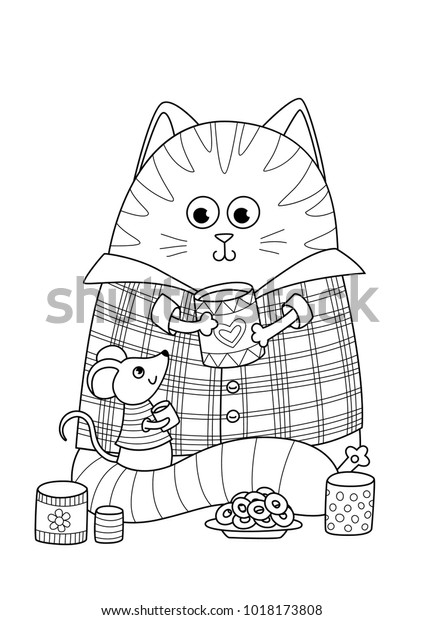 Doodle Coloring Book Page Cute Fat Stock Vector Royalty Free 1018173808