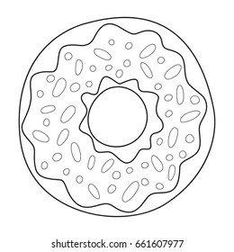 Doodle coloring book page donut. Anti-stress coloring for adults and children