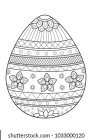 Doodle coloring book page easter egg with ornament. Anti-stress coloring for adults and children