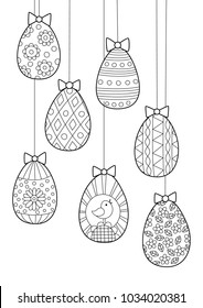 Doodle coloring book page easter eggs. Anti-stress coloring for adults and children