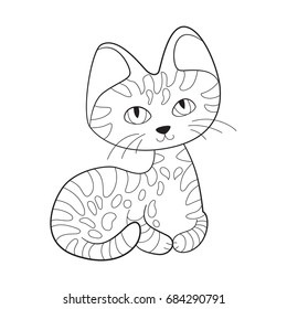 Doodle coloring book page funny cat. Anti-stress coloring for adults and children