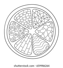 Doodle coloring book page piece of lemon. Anti-stress coloring for adults and children