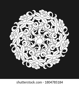 Doodle coloring page book. Bundle hand drawing art line. Design mandala. Vector stock illustration. EPS 10