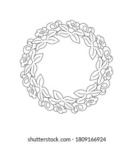 El libro de la página de colorear garabatos aislado en blanco. Marco de línea de dibujo manual. Esbozar ilustración de material vectorial. EPS 10