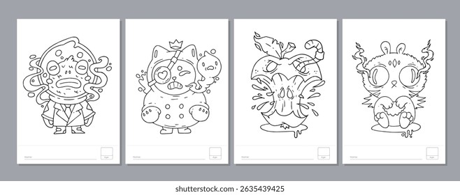 Doodle coloring page for children and adults. Black and white vector characters. Vector doodle illustration