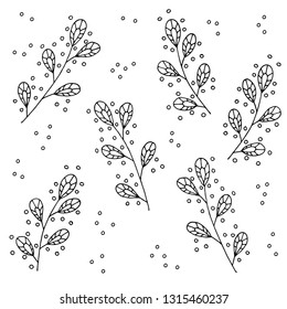 Doodle coloring page with spring willow branches