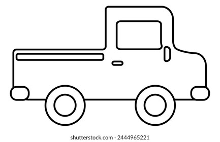 Doodle coloring page vector illustration with a vehicle, pickup truck for kids creativity and activity