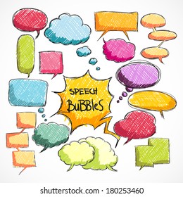 Doodle comic chat bubbles collection isolated vector illustration