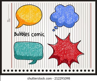 Doodle comic chat bubbles collection isolated vector illustration