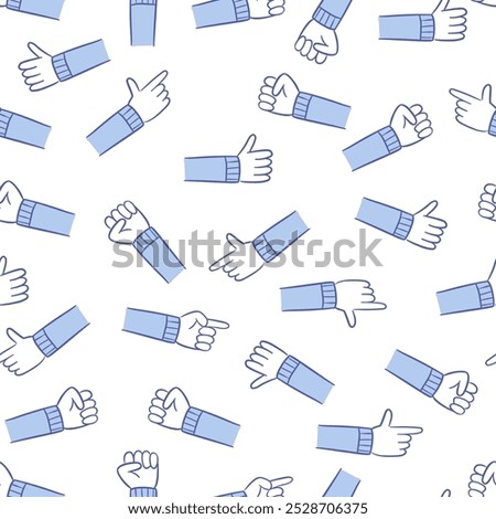 doodle comic hand pose gesture seamless pattern background