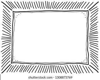 doodle comic style frame in black and white color