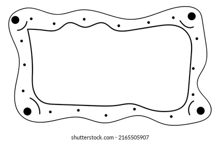 doodle comic style frame consists of black border, dots and oval lines. Hand drawn Frame illustration