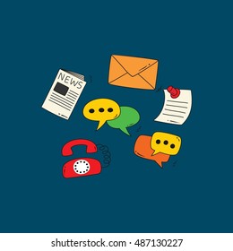 Doodle communication background vector illustration.
