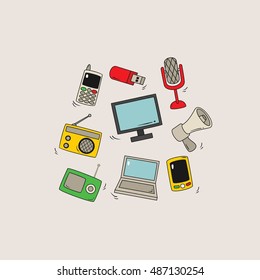 Doodle communication background vector illustration.