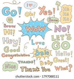 Doodle-Cartoon-Set und Bubble-Comic