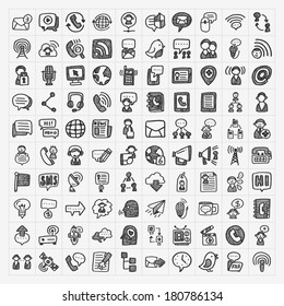 conjunto de iconos de comunicación del doodle