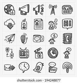 doodle communication icons set
