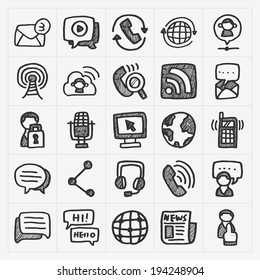 doodle communication icons set