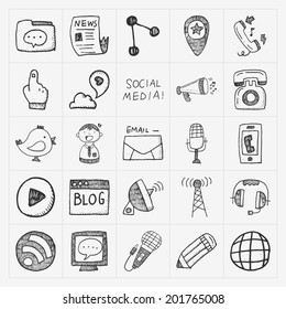 doodle communication icons set