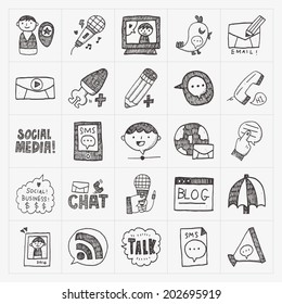 doodle communication icons set