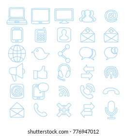doodle communication icons set