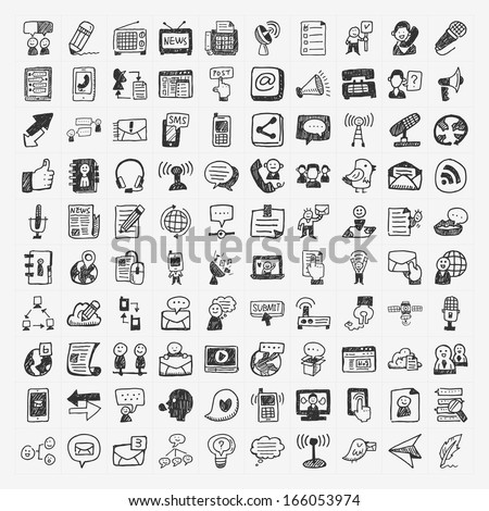 doodle communication icons set