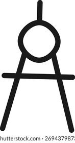 Doodle Compass Line Icon – Hand Drawn Geometry Tool Symbol